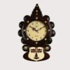 Kathakali Wall Clock Wooden - Premium Handcrafted Rosewood Finish Clock with Traditional Brass Ornamentation