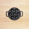Cast Iron Paniyaram Pan Pre-Seasoned 9 Mould Appam Maker with Flat Base for cooking